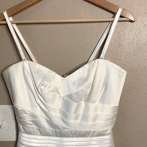 BCBGMAXAZRIA Ivory Sateen Bandage Ribbon Mini Dress